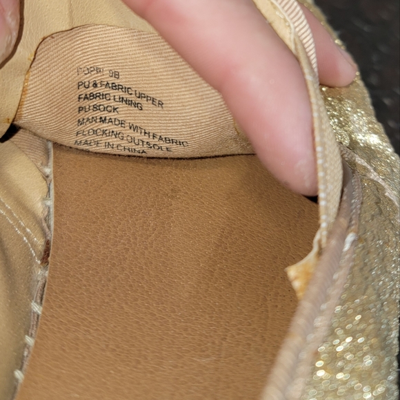 Steve Madden 9B Popi Platform Gold Glitter sequins Espadrille Loafers - Picture 3 of 8